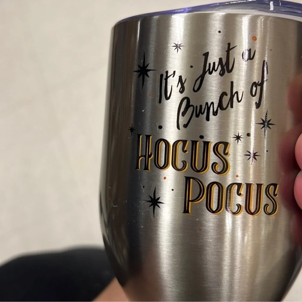 Disney Hocus Pocus Small Silver Tumbler 12 ounces with lid Sanderson sisters